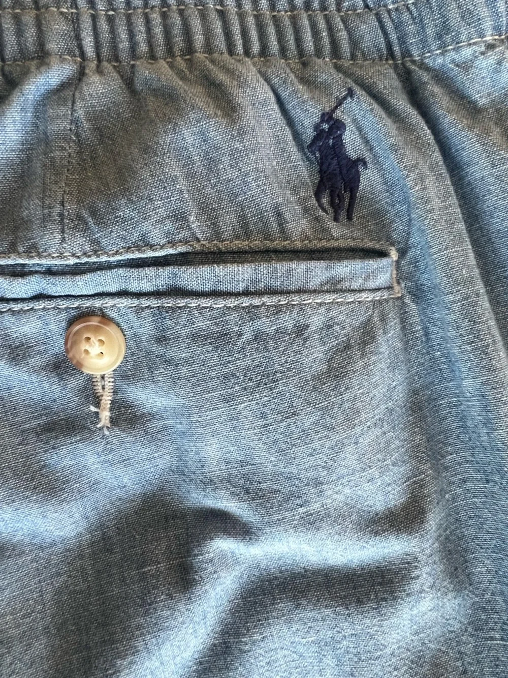 Polo Ralph Lauren Classic Fit Chambray Drawstring Pants XL Blue Cotton Beach